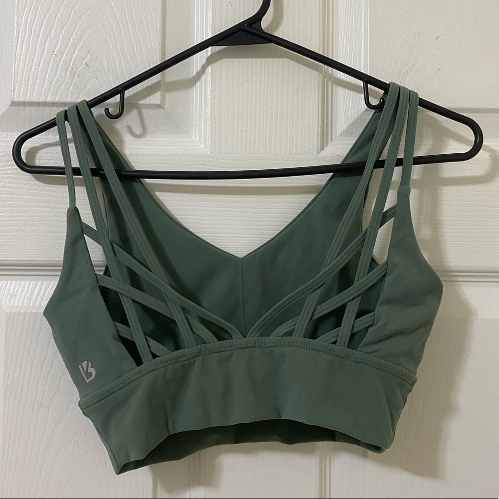 BuffBunny River Bed Light Green Monarch Strappy Sports Bra - Picture 4 of 4
